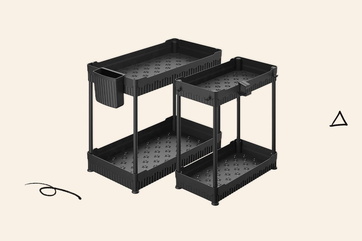 An image of plastic under-sink organizers