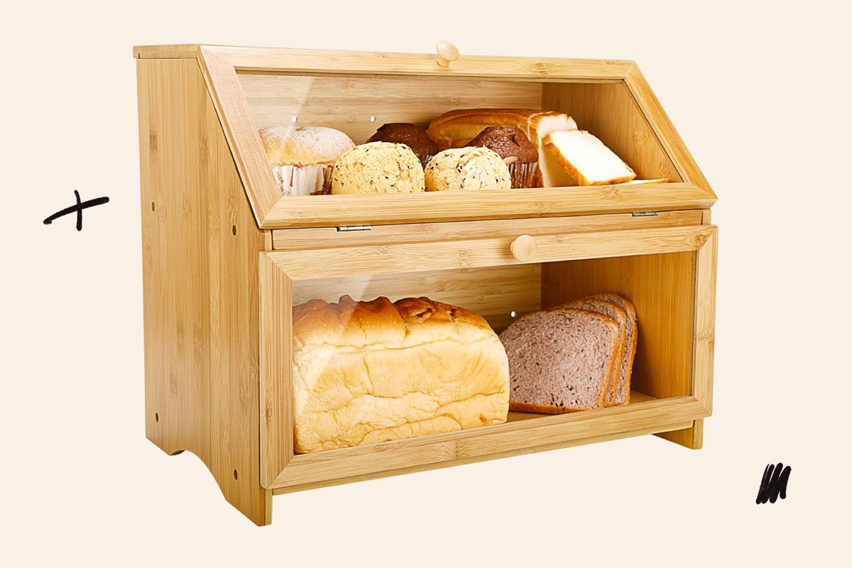 An image of the Homekoko bamboo two-tier bread box