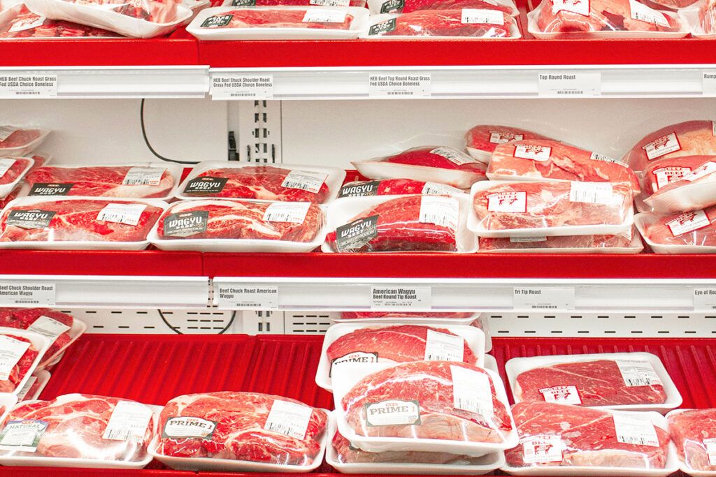 Meat in a grocery store