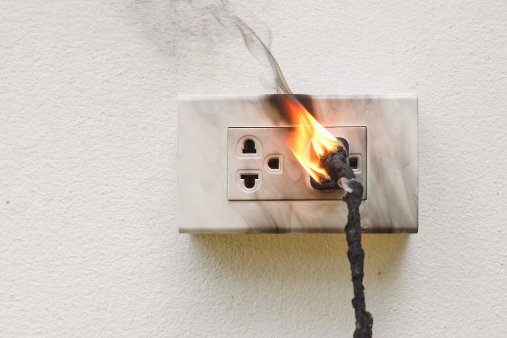 Electrical outlet burning
