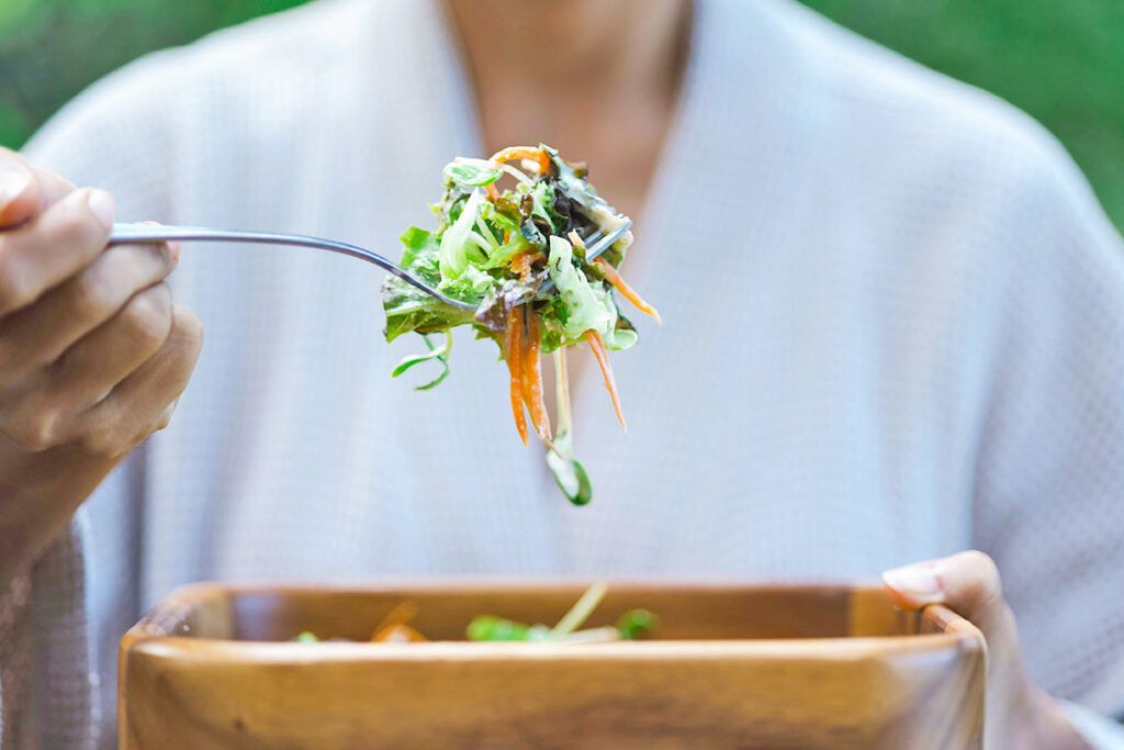 Salad on a fork