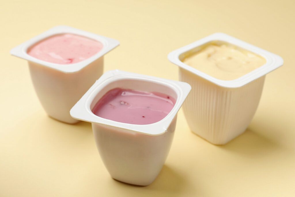 Containers of yogurt