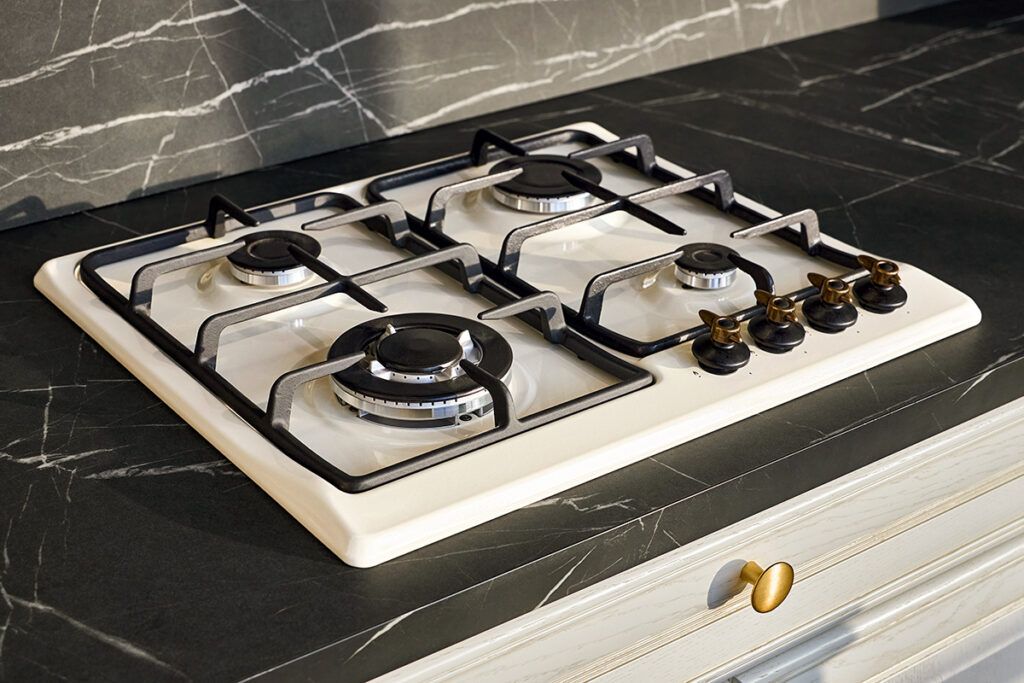 Burners on a gas stove