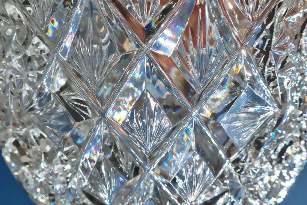 Rainbow prisms in glass