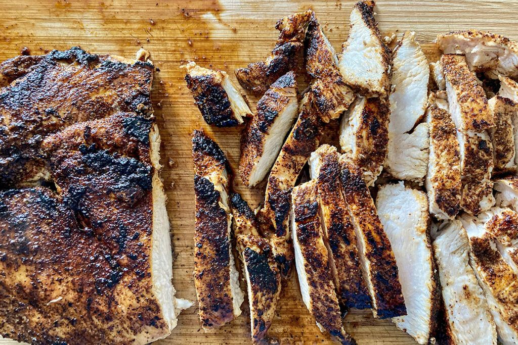 Grilled chicken on a cutting board
