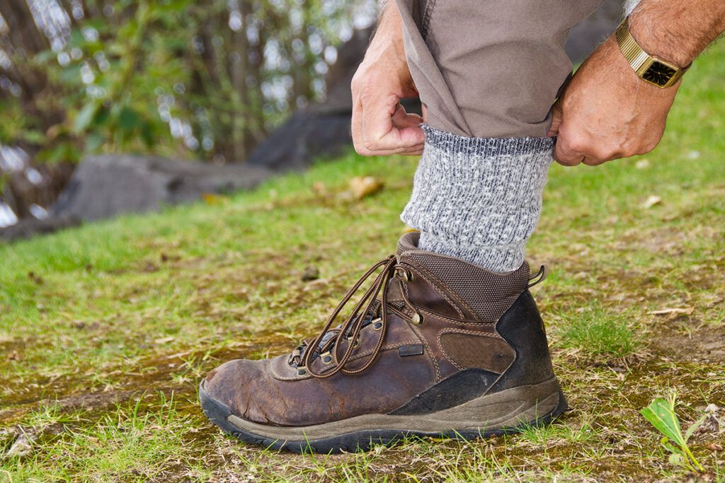 Pants tucked into socks