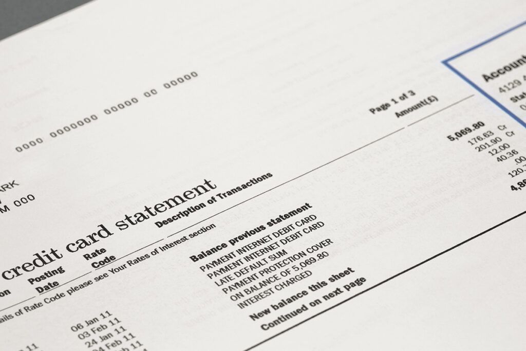 Credit card statement