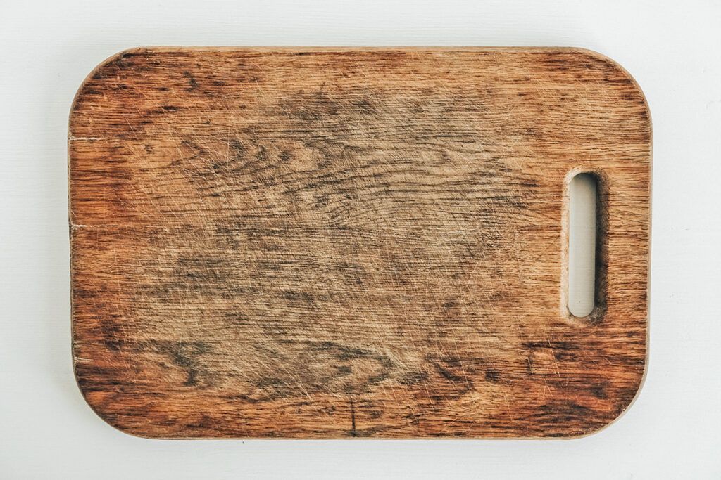 Scratched wooden cutting board