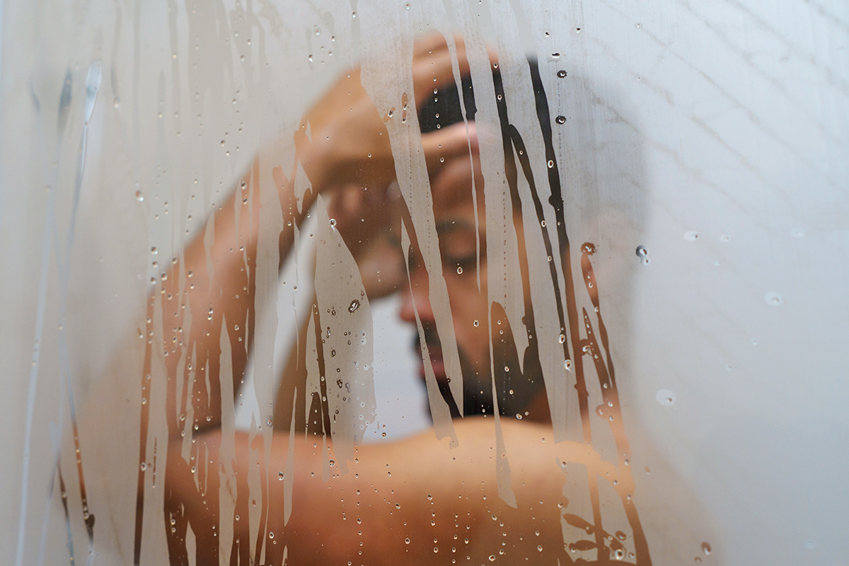 Man showering