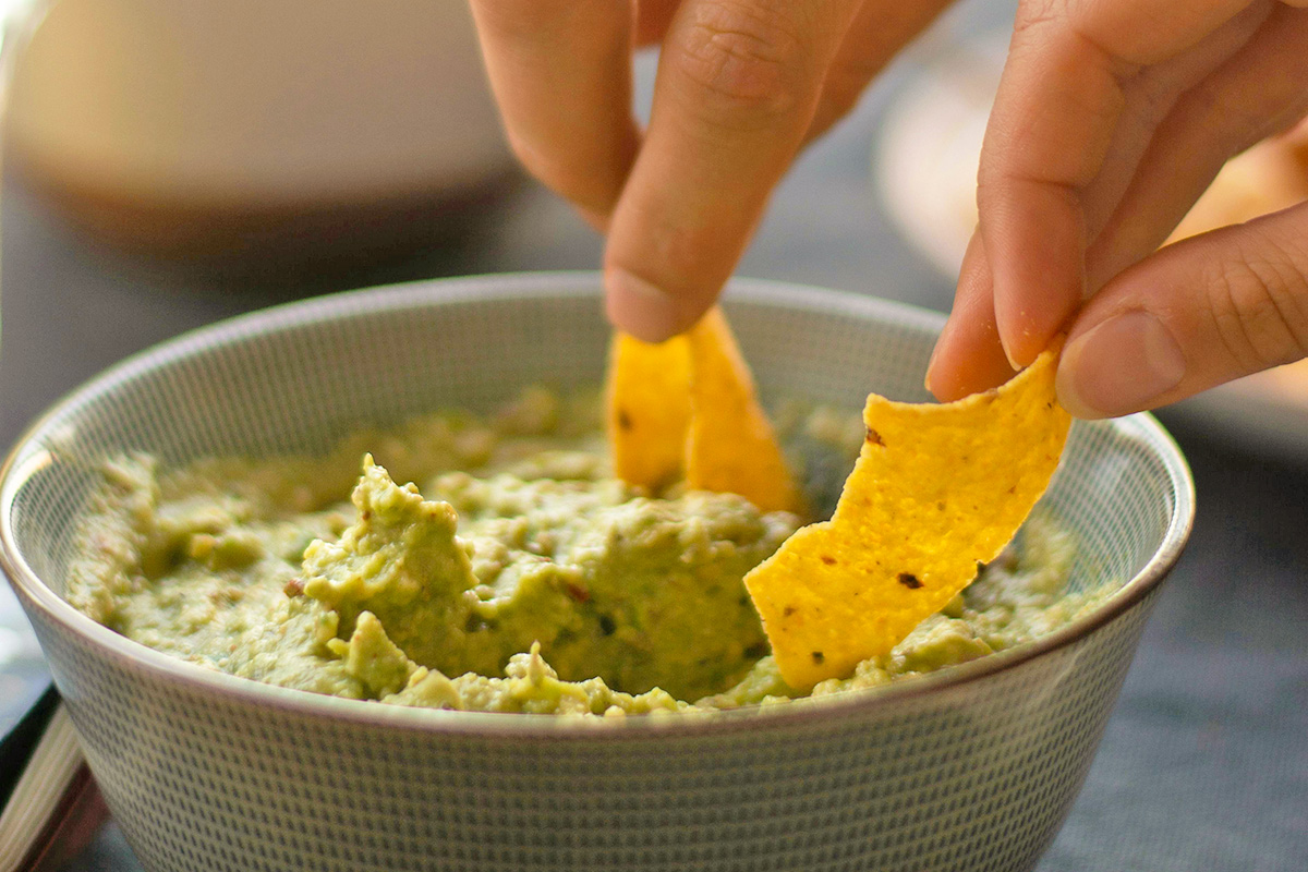 Chips in guacamole