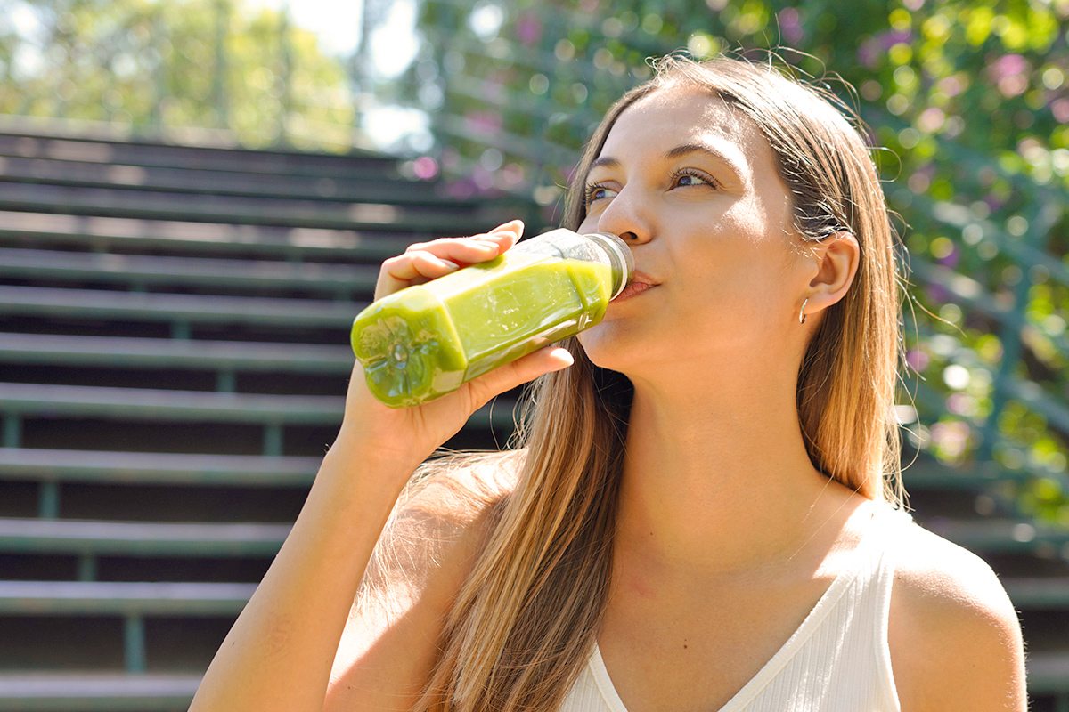Woman drinking smoothie