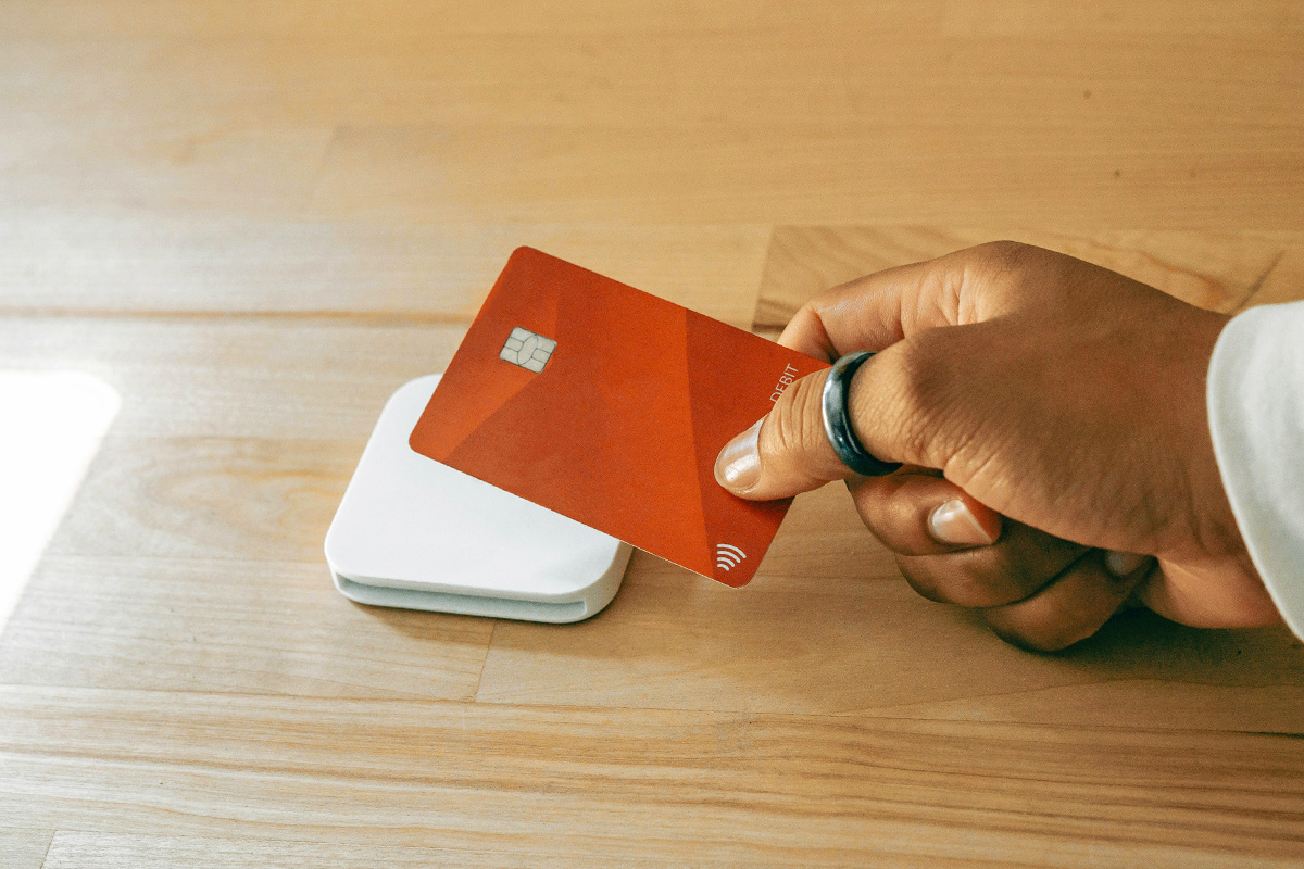 Person using credit card