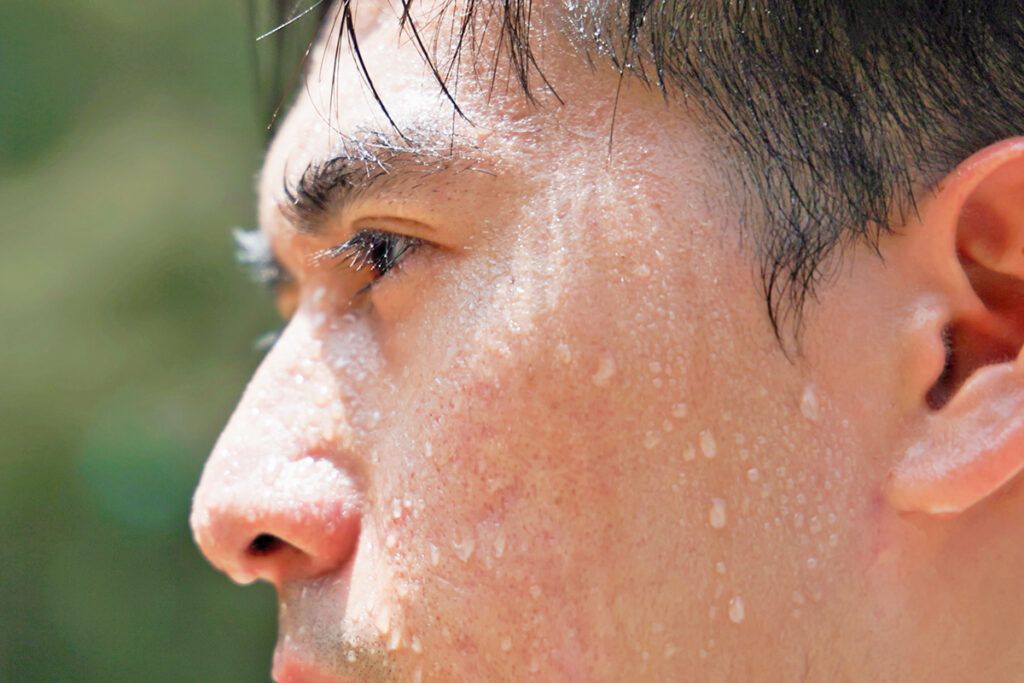 Man sweating