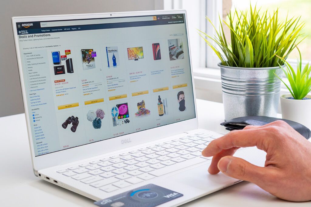 Amazon on a laptop screen