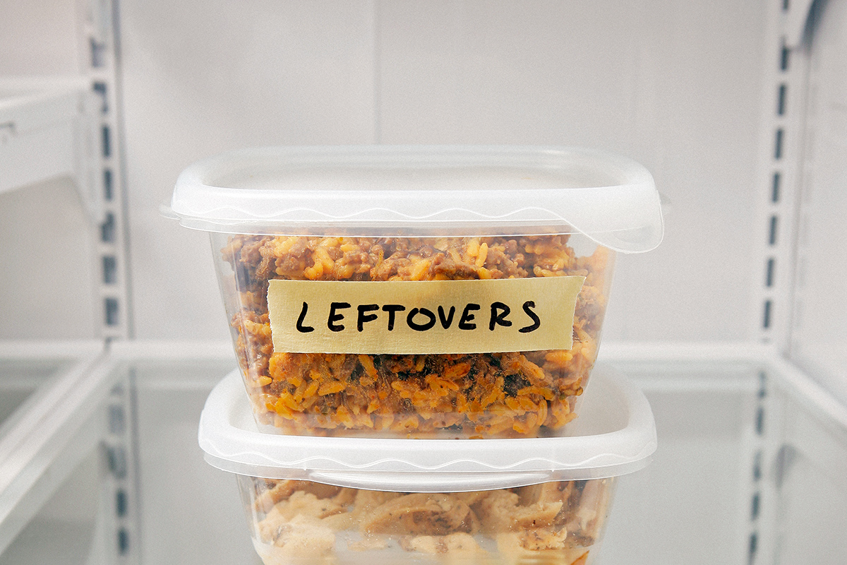 Container labeled "leftovers"