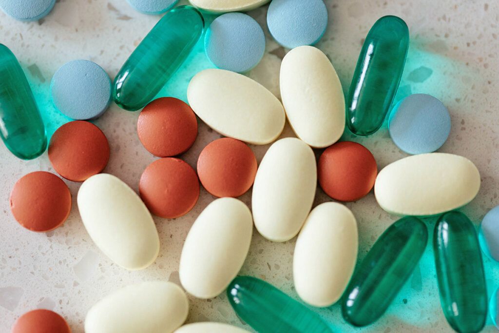 Pills on a table