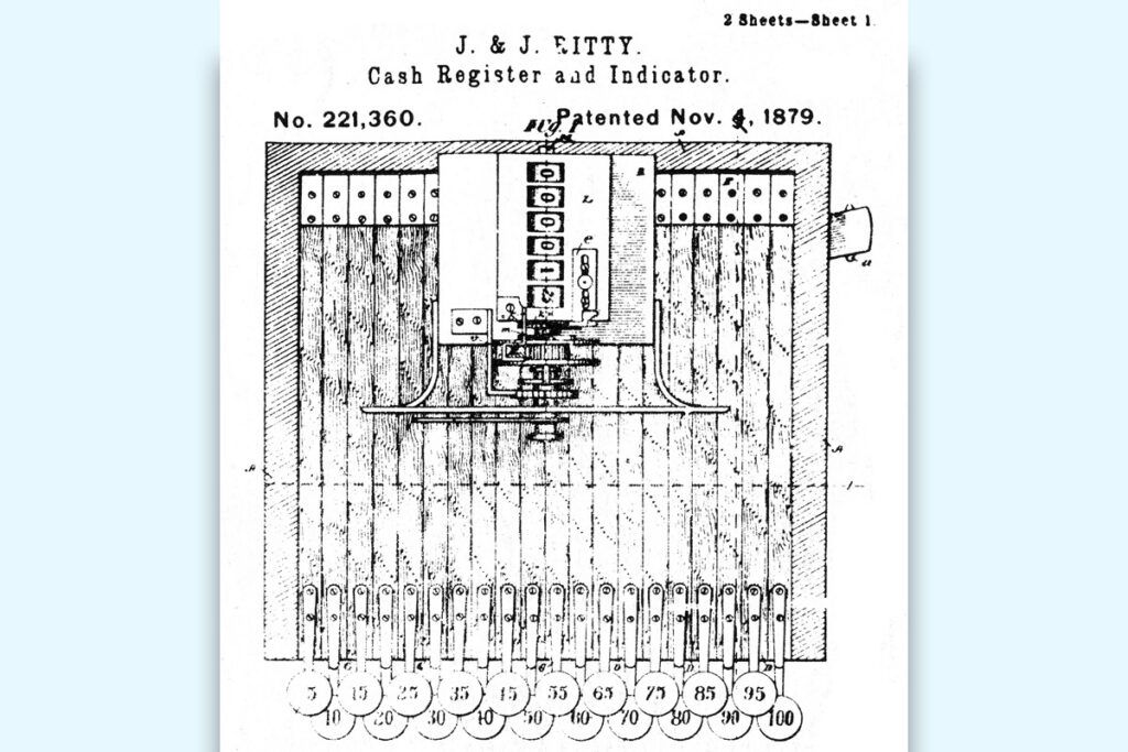 Patent for the first cash register