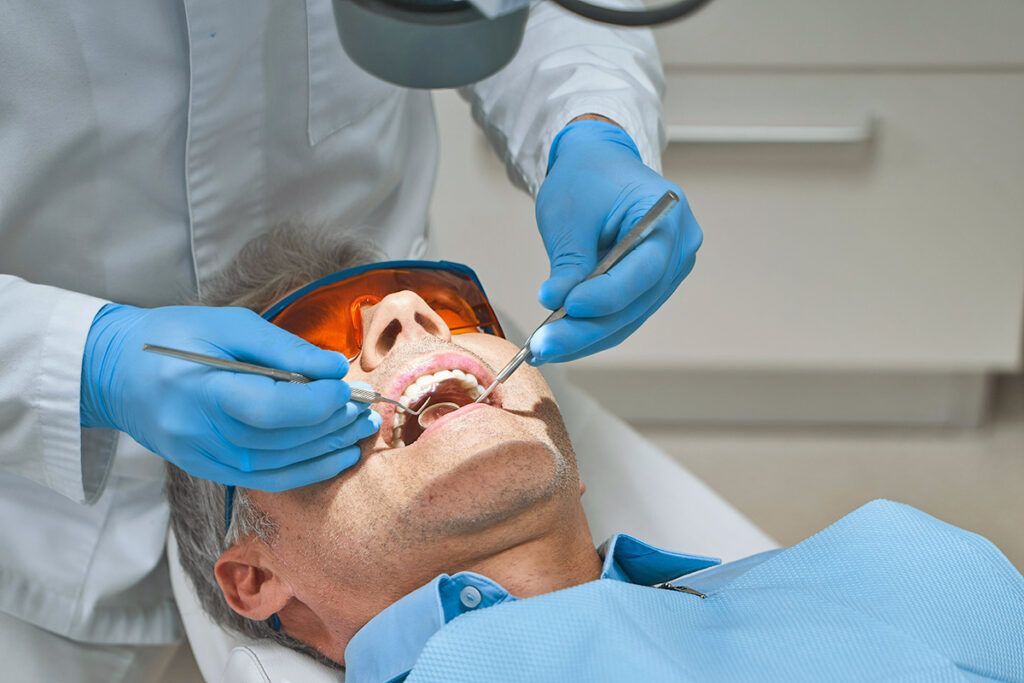Man at dentist