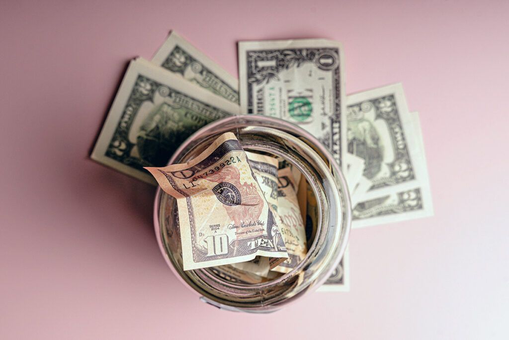Cash in a jar