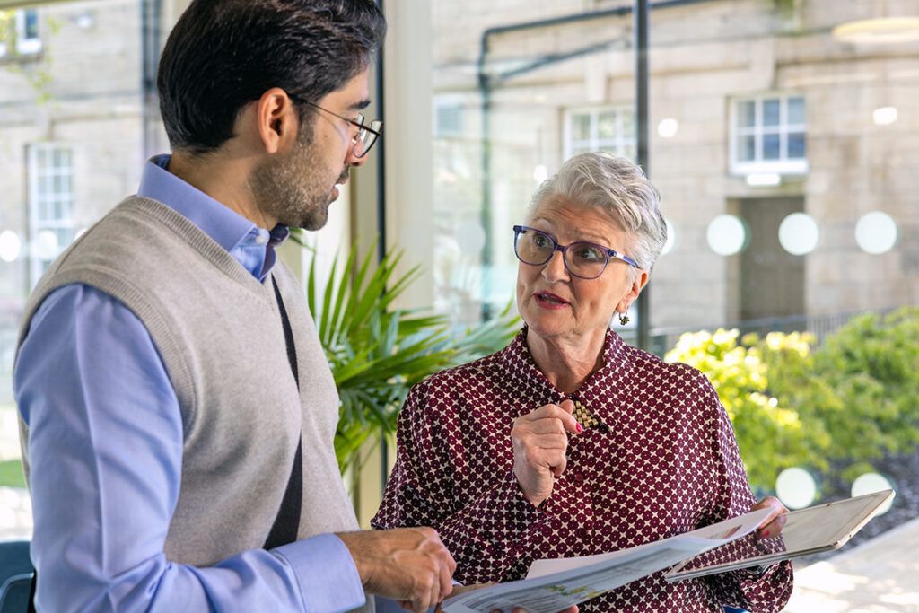Man and woman having discussion