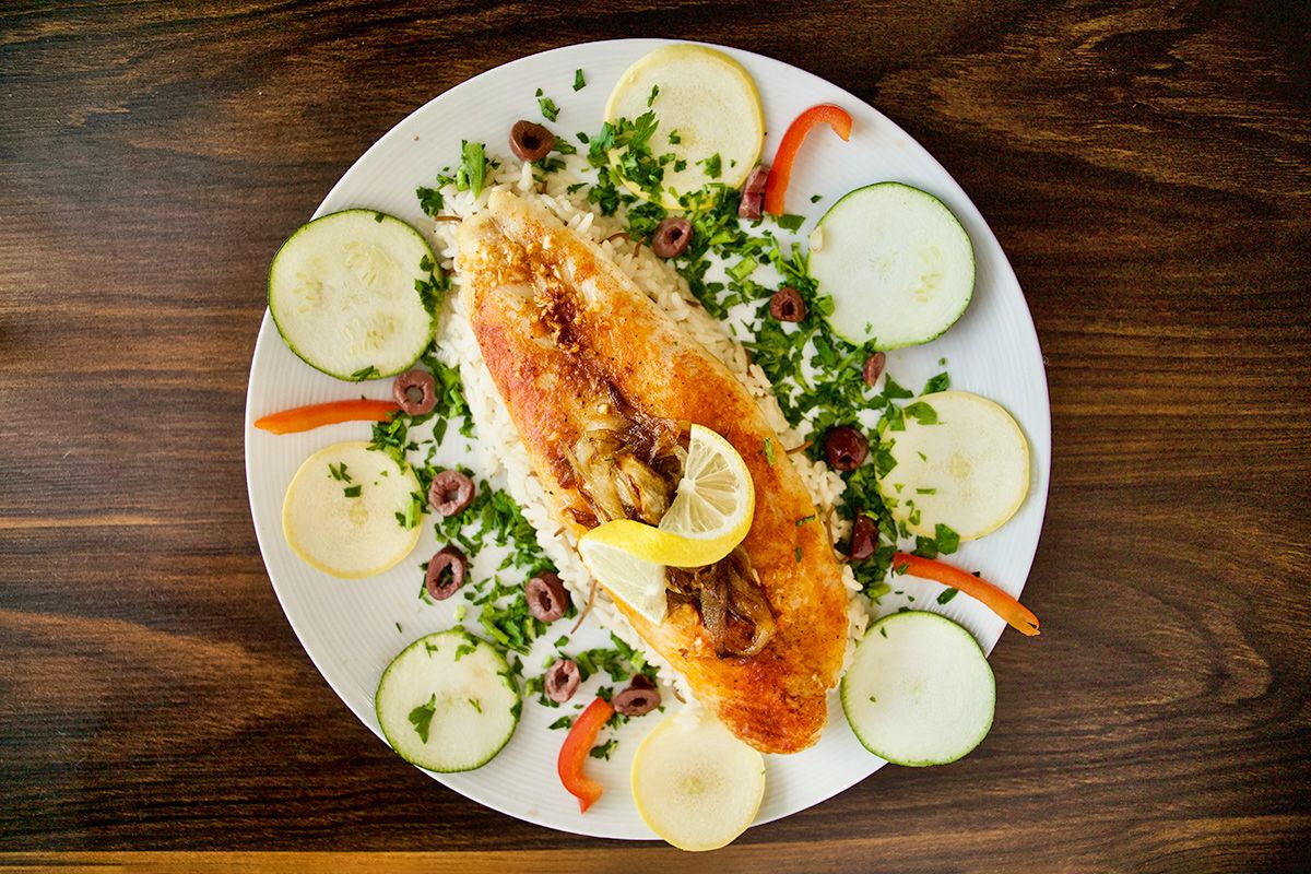 Fish and vegetables on a plate