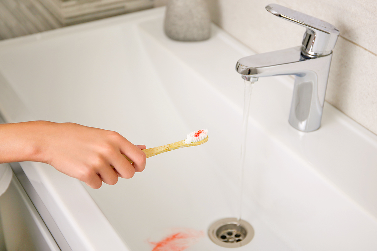 blood on toothbrush