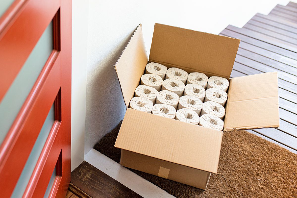 Toilet paper in a box