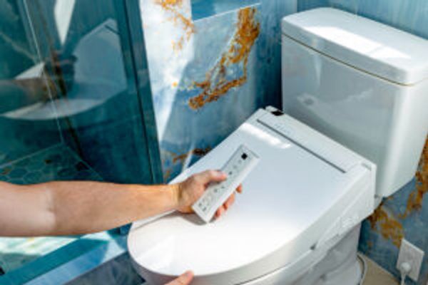 Person holding controller for bidet