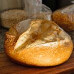 Sourdough bread on a cutting board