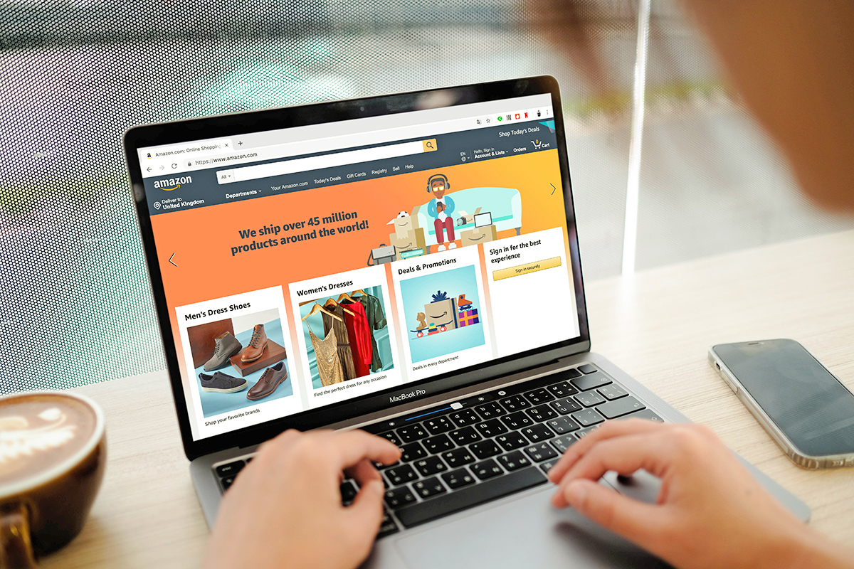 Amazon on a laptop