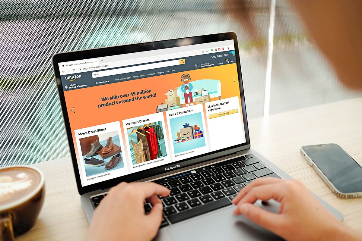 Amazon on a laptop
