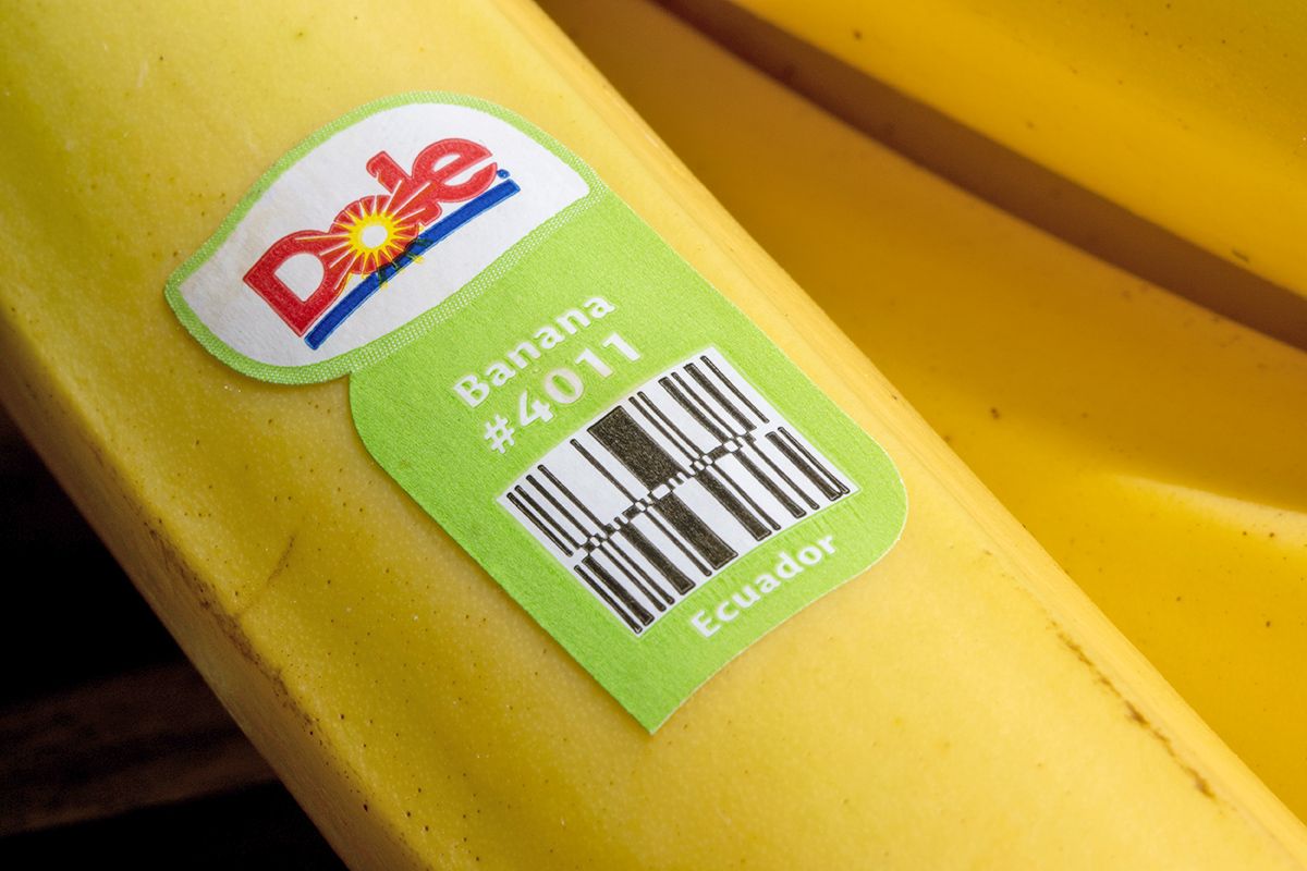 Sticker on a banana