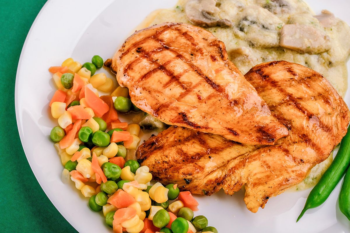Chicken and veggies on a plate