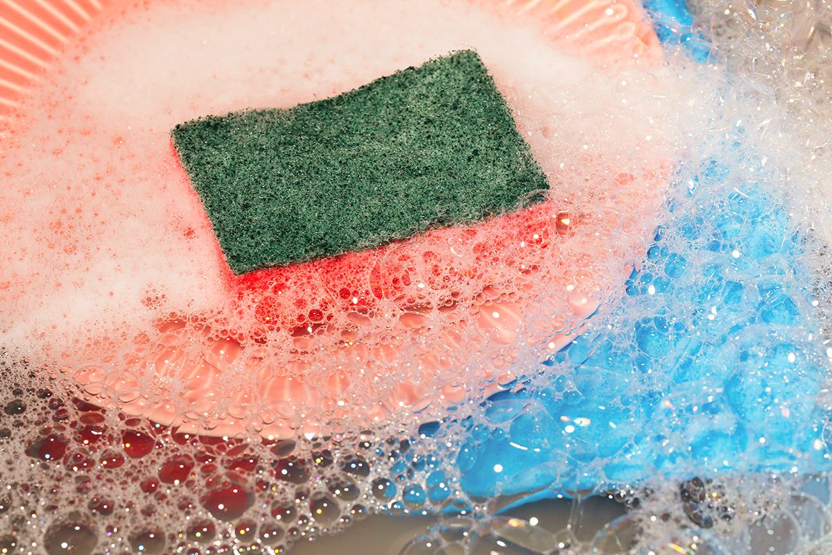 Sponge in soapy water