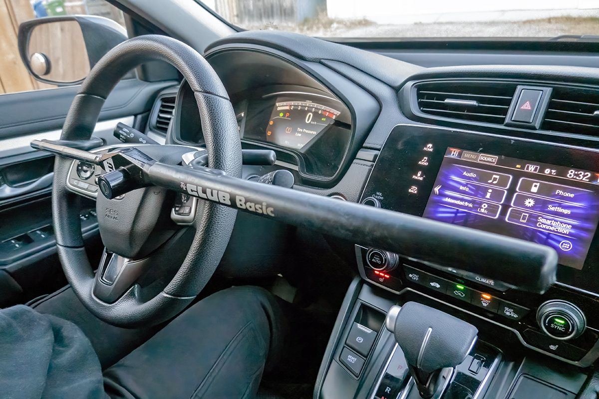 The Club on a steering wheel