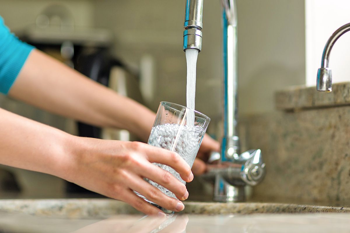 Filling glass from the tap