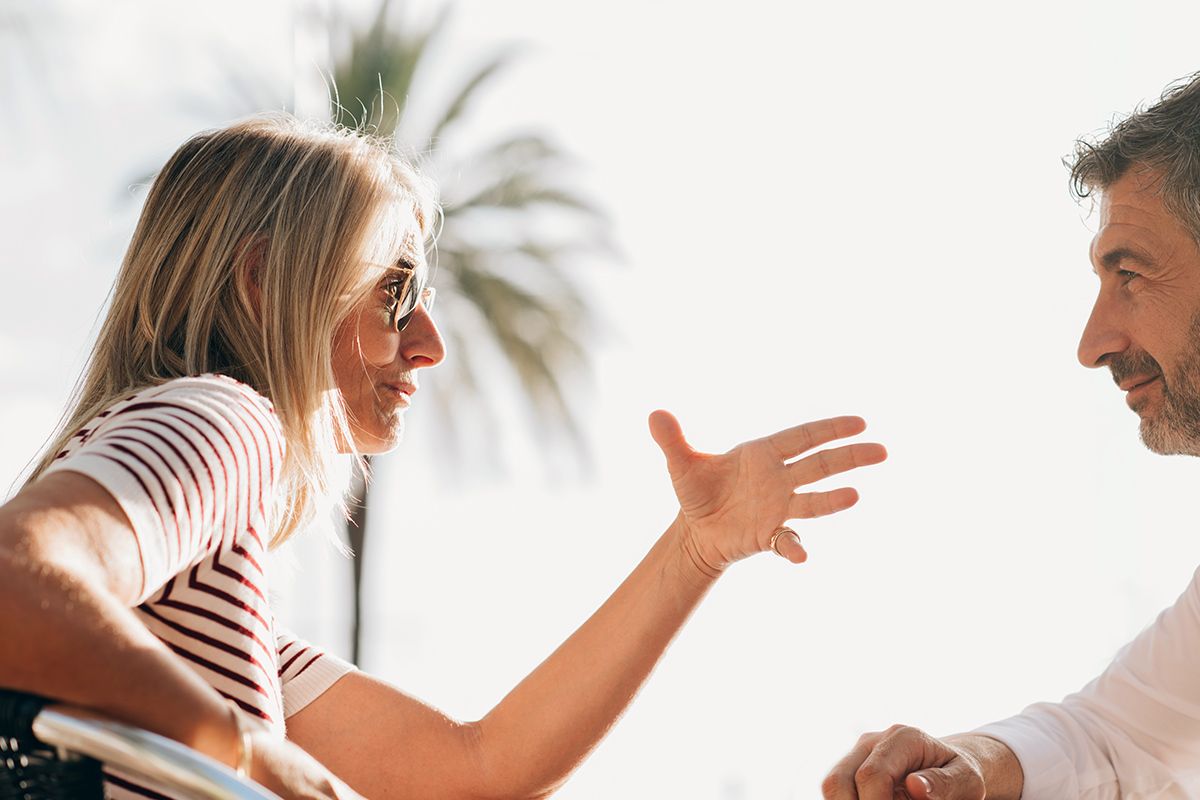Man and woman having conversation
