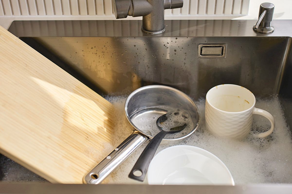 Dirty dishes in sink