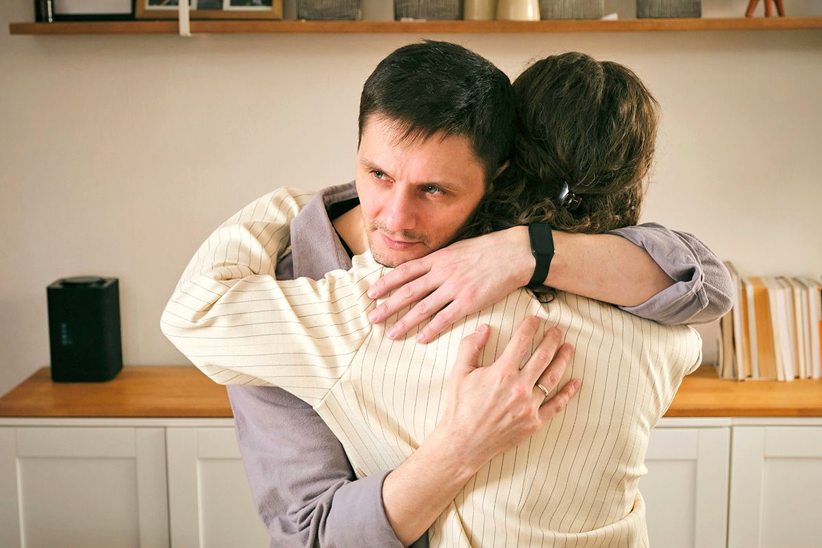 Two people hugging