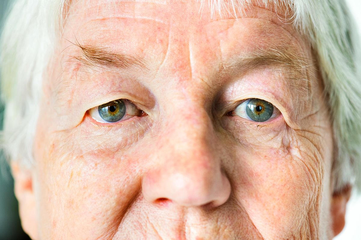 Close up of older person's face