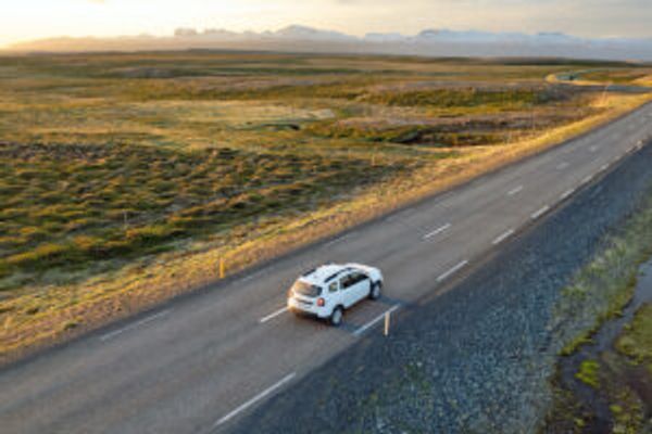 White car on the road
