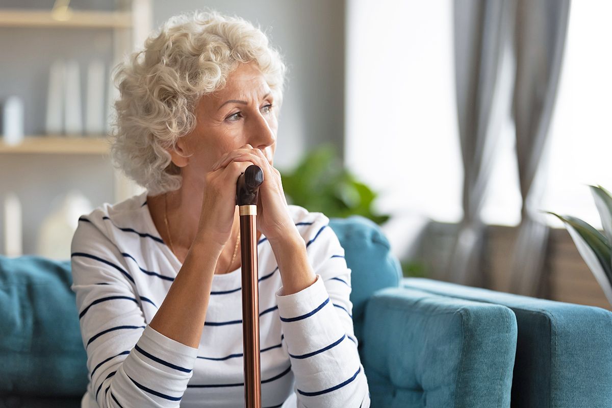 Older woman looking off in the distance