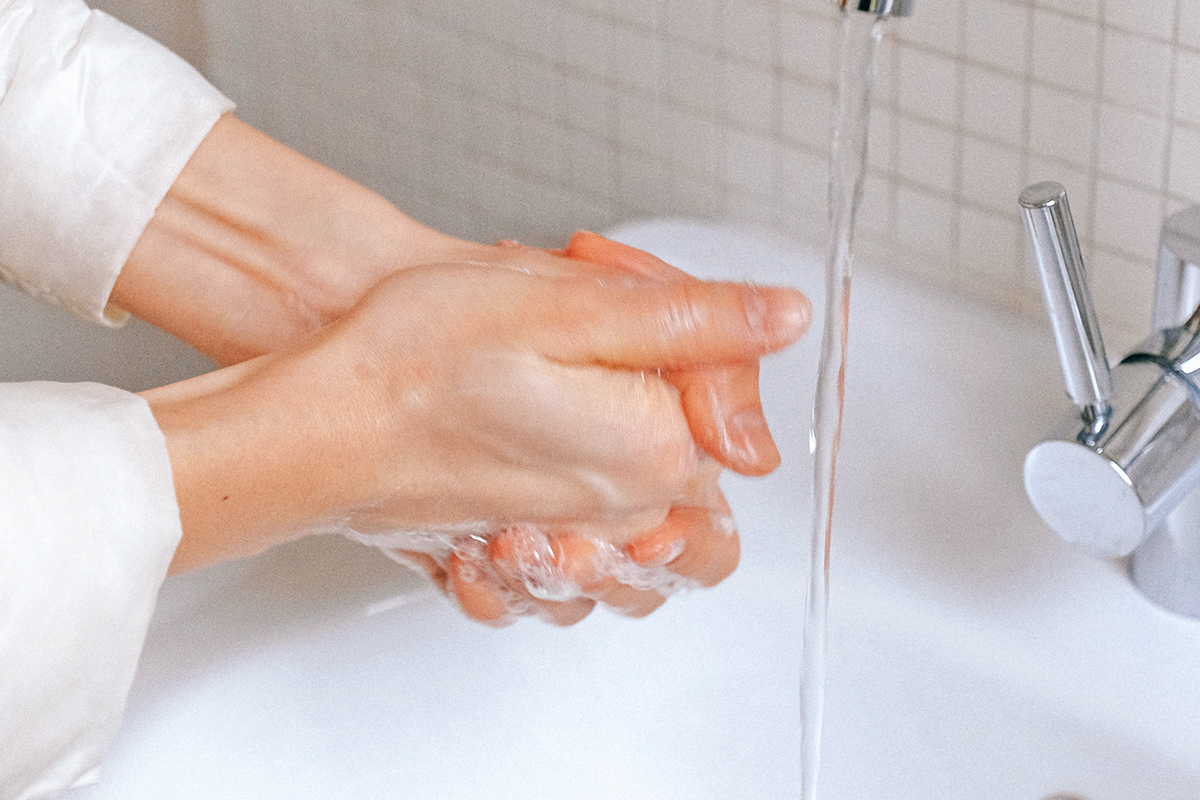 Person washing hands